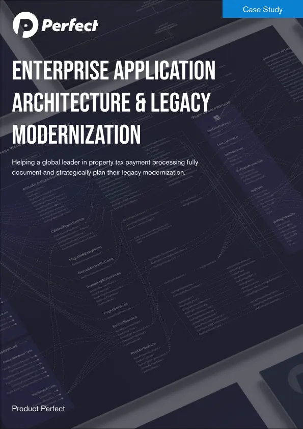 Real estate data industry EA topology and legacy modernization planning hero mockup