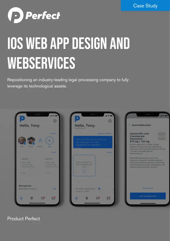 Pharma industry iOS Mobile App Design and Backend Webservices hero mockup
